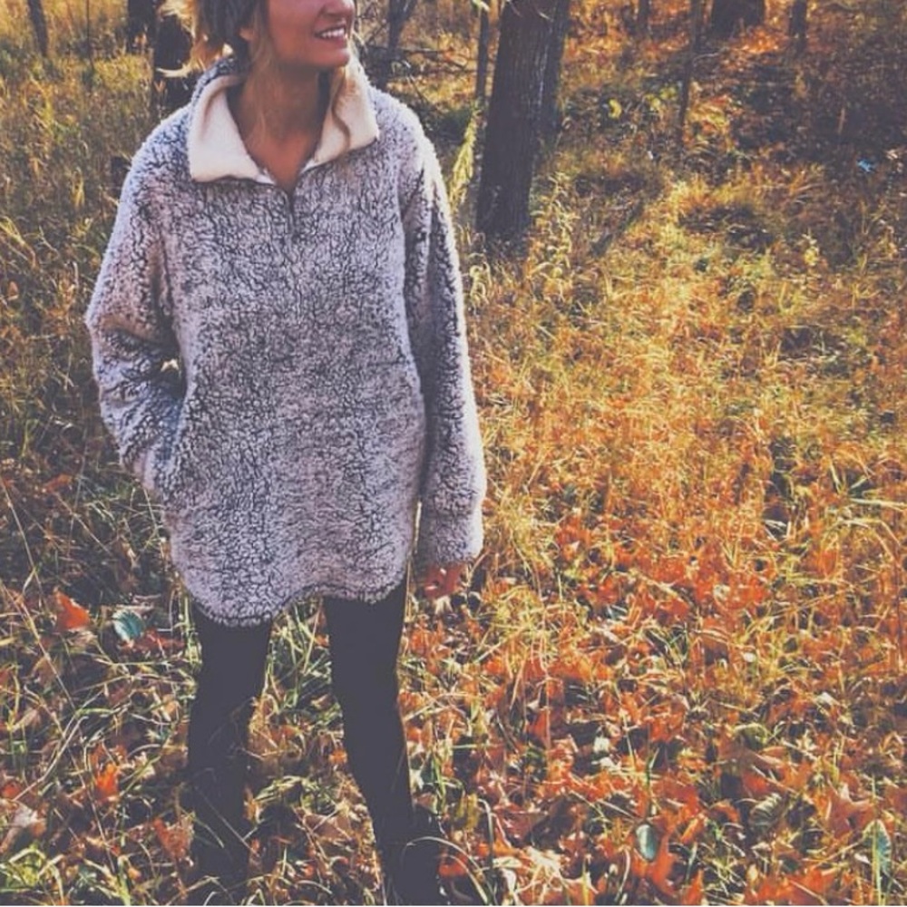 Cozy Sherpa Fleece Jacket - gray/white/black
